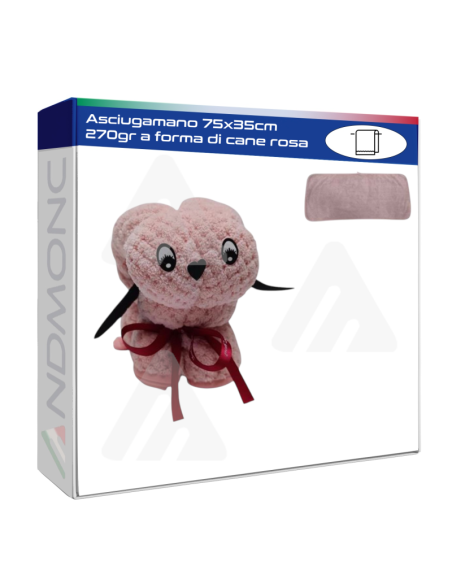 Asciugamano 75x35cm 270gr a forma di cane rosa