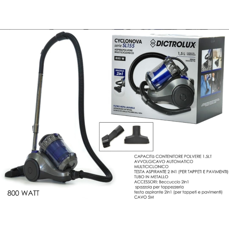 Aspirapolvere Multiciclonico 800W Dictrolux