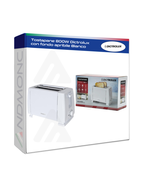 Tostapane 800W Dictrolux con fondo apribile Bianco