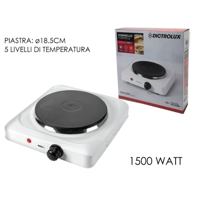 Fornello Portatile 1500W, 5 livelli di temperatura