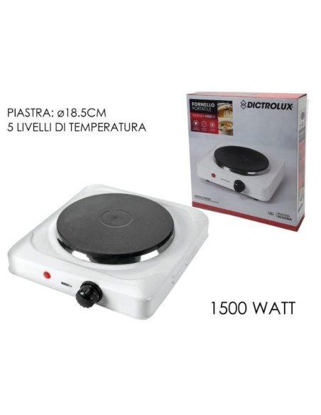 Fornello Portatile 1500W, 5 livelli di temperatura