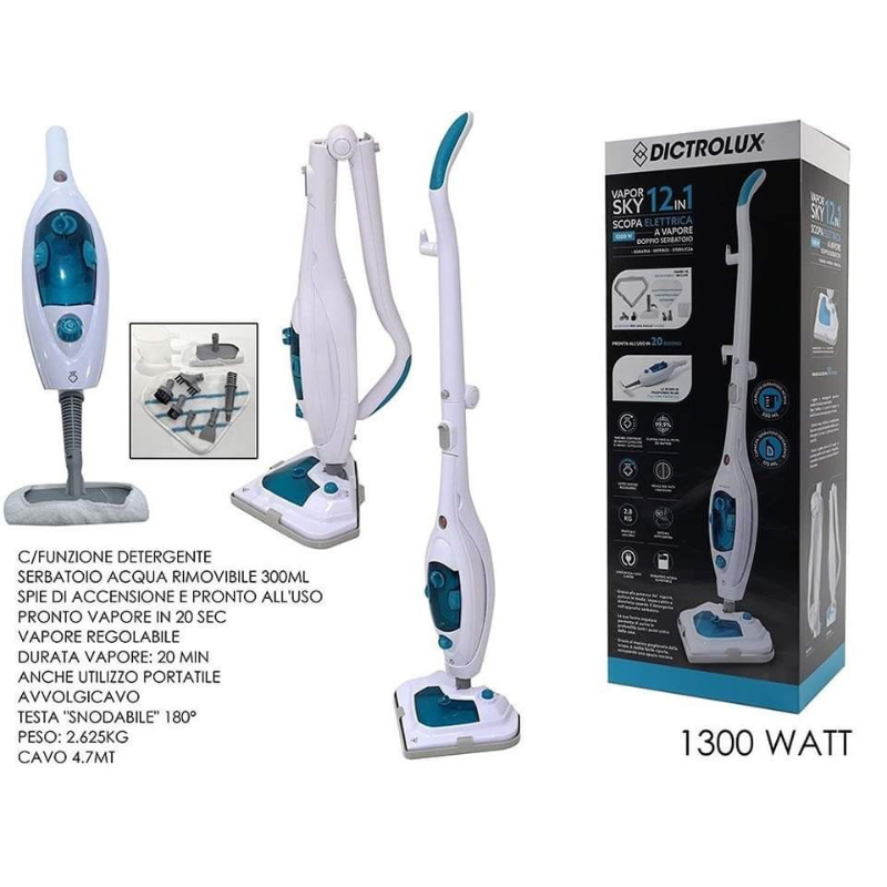 Scopa elettrica a Vapore 12in1 1300W