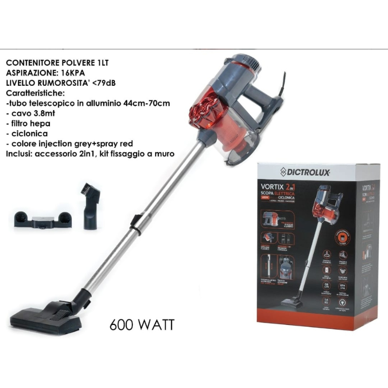 Scopa elettrica 2in1 600W Vortix Dictrolux