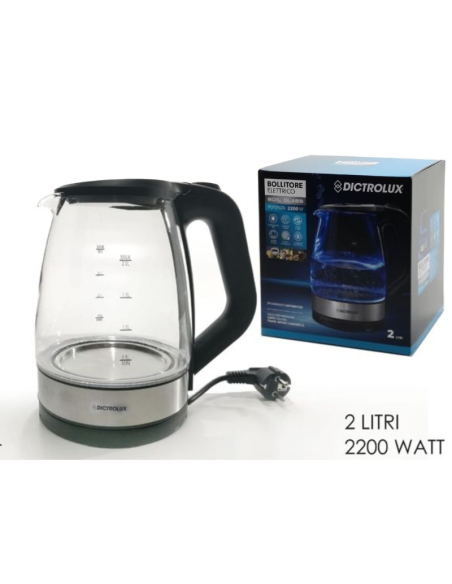Bollitore elettrico in Vetro 2L 2200W