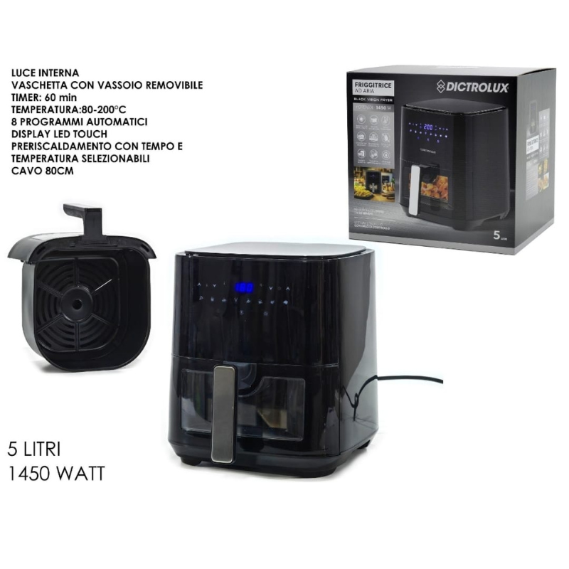 Friggitrice ad Aria 1450W 5 Litri Dictrolux