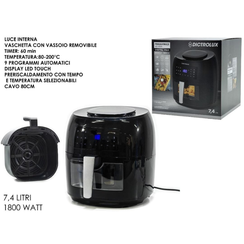 Friggitrice ad Aria 7,4 Litri 1800W Dictrolux