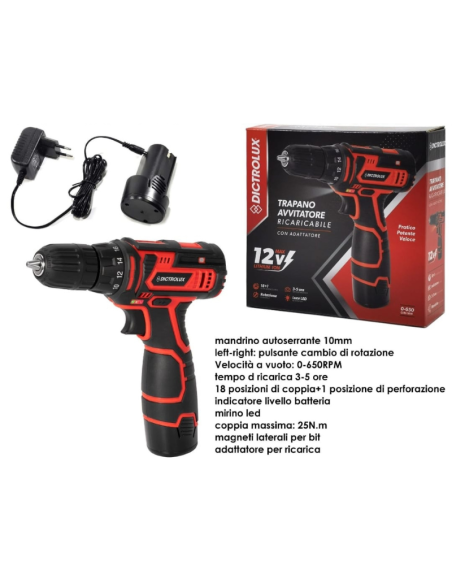 Trapano Avvitatore ricaricabile con adattatore Dictrolux