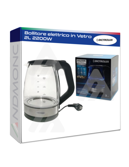 Bollitore elettrico in Vetro 2L 2200W