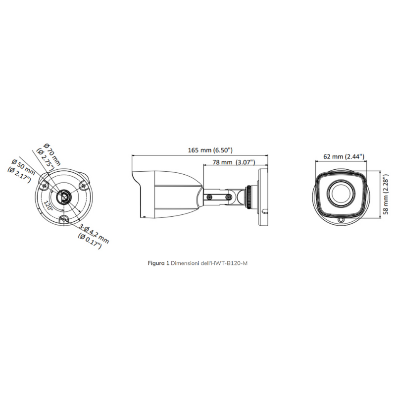 HWT-B120-M - Telecamera Turbo HD Tube, 2MPX,...
