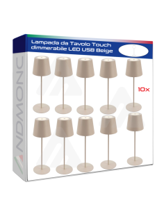 10x Lampade da Tavolo Touch dimmerabile LED USB Beige