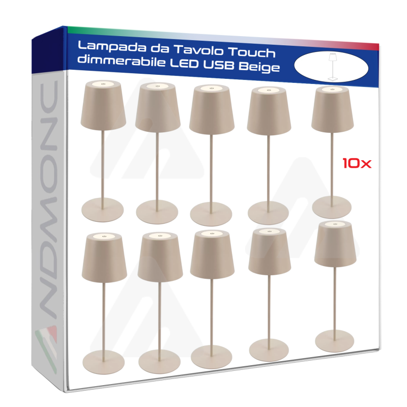 10x Lampade da Tavolo Touch dimmerabile LED USB Beige