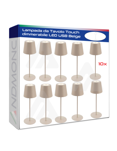 10x Lampade da Tavolo Touch dimmerabile LED USB Beige