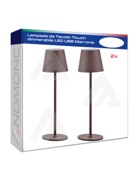 2x lampada-da-tavolo-touch-dimmerabile-led-usb-marrone