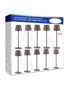 10x Lampade da Tavolo Touch dimmerabile LED USB Marrone