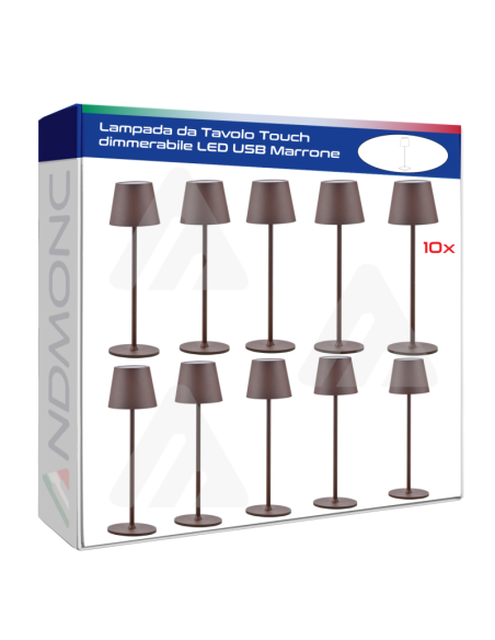 10x Lampade da Tavolo Touch dimmerabile LED USB Marrone