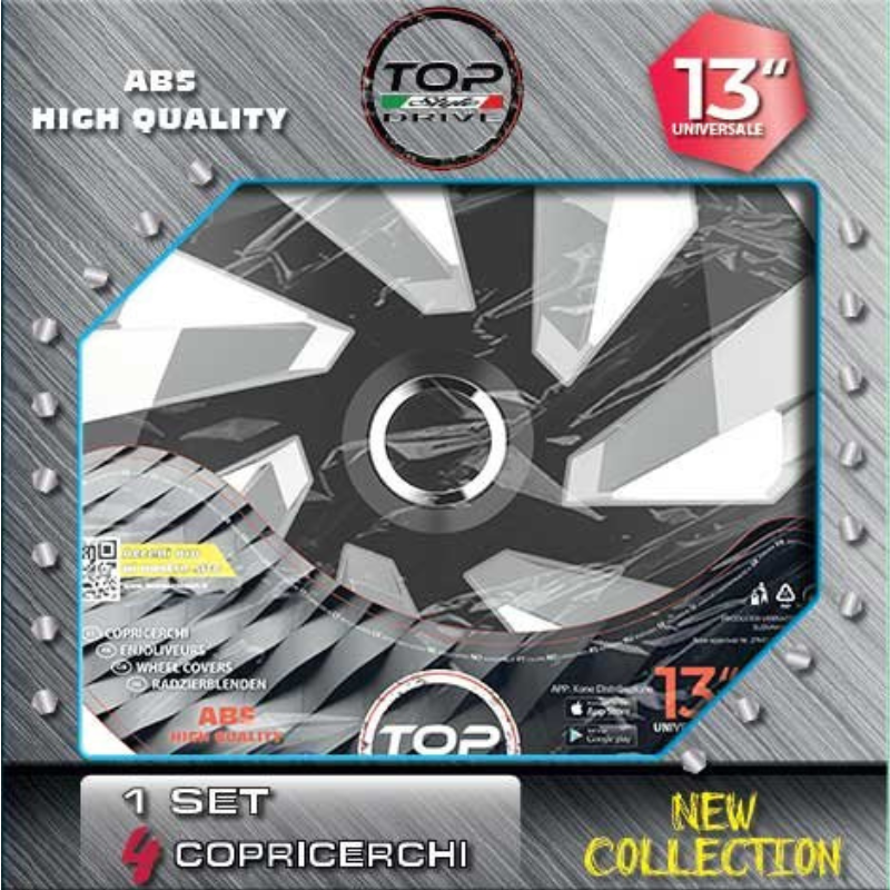 COPRICERCHIO VECTOR BLACK & SILVER 4pz.