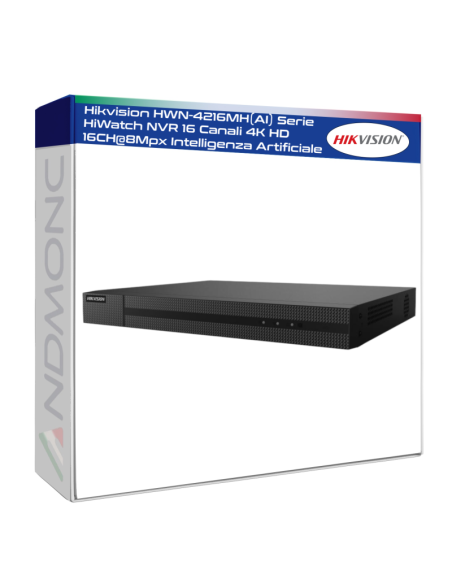 Hikvision HWN-4216MH(AI) Serie HiWatch NVR 16 Canali 4K HD 16CH@8Mpx Intelligenza Artificiale