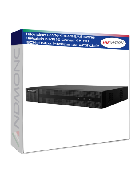 Hikvision HWN-4116MH(AI) Serie HiWatch NVR 16 Canali 4K HD 16CH@8Mpx Intelligenza Artificiale