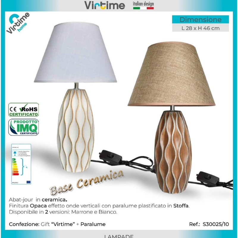 Lampada da Tavolo ceramica, due Colori