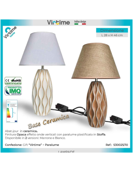 Lampada da Tavolo ceramica, due Colori
