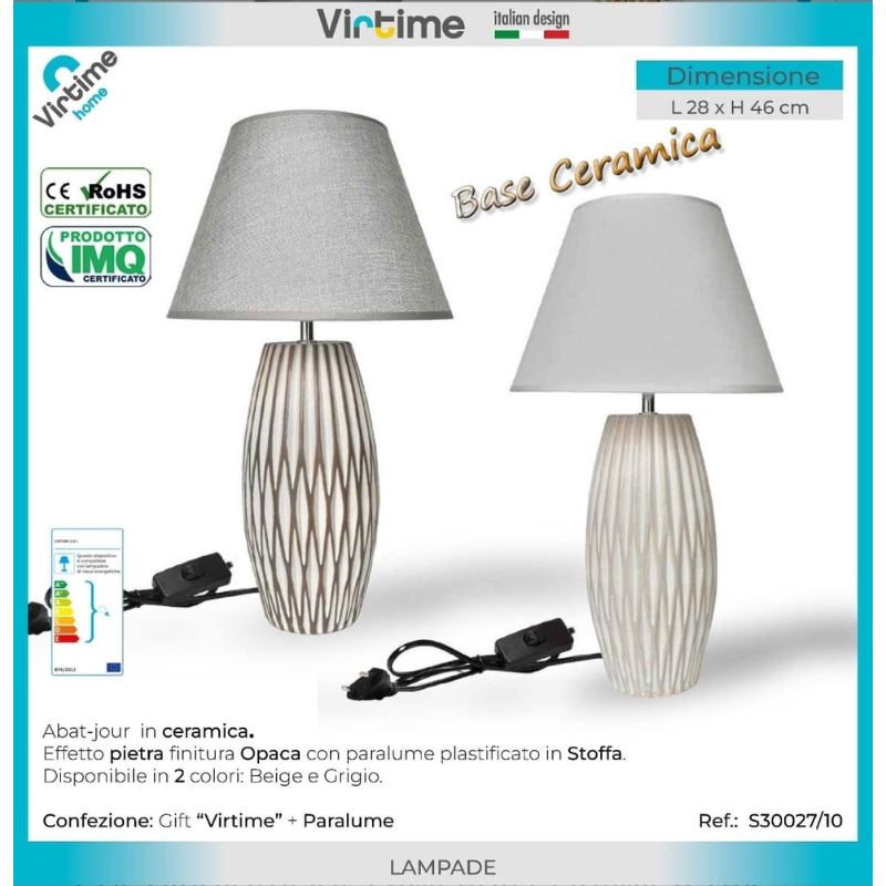 Lampada da tavolo Ceramica art.3 due Colori