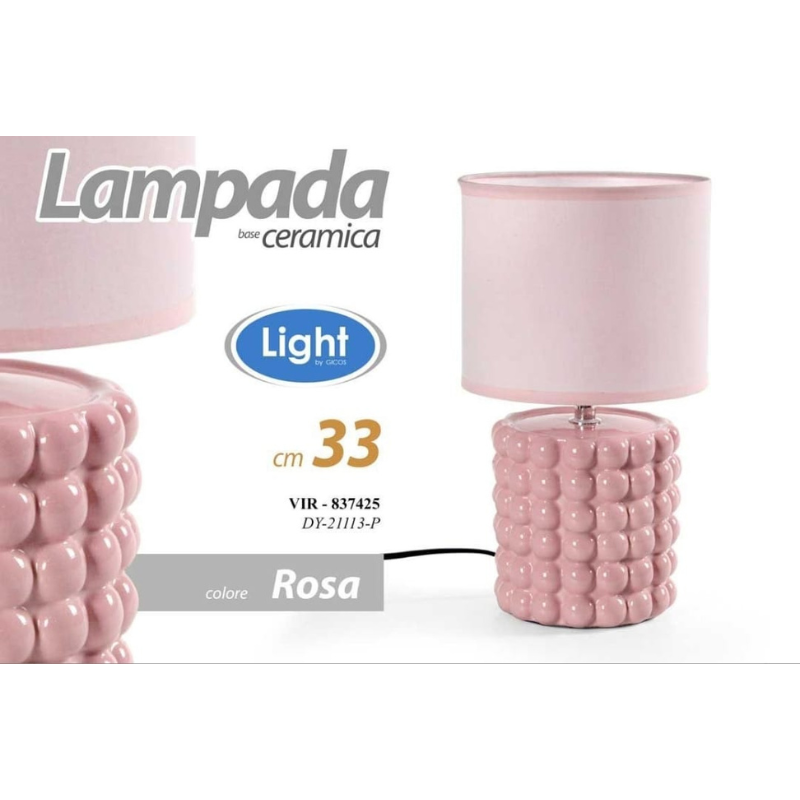 Lampada da Tavolo in ceramica Rosa 33cm