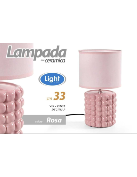 Lampada da Tavolo in ceramica Rosa 33cm