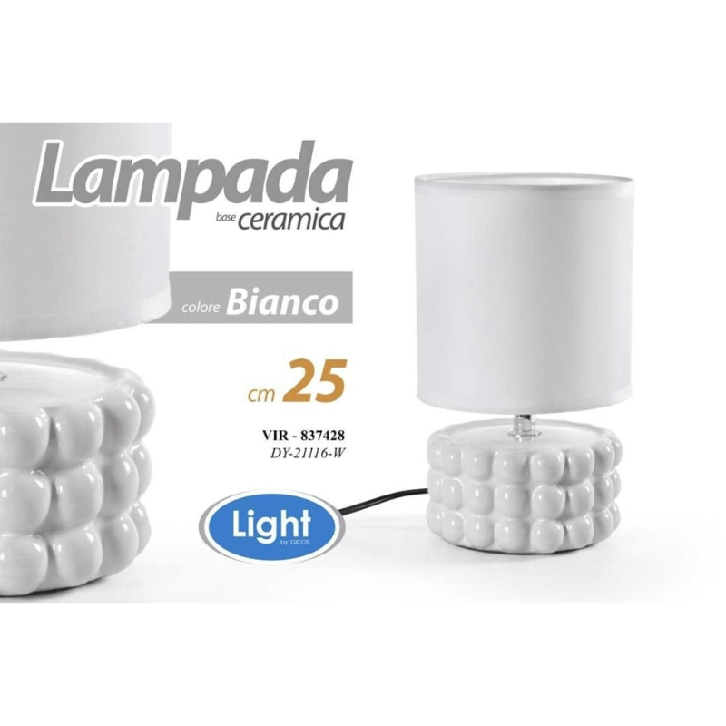 Lampada da Tavolo in ceramica, bianco 25cm