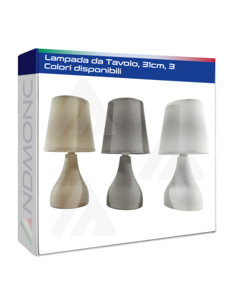 Lampada da tavolo, comodino, 31cm, tre colori