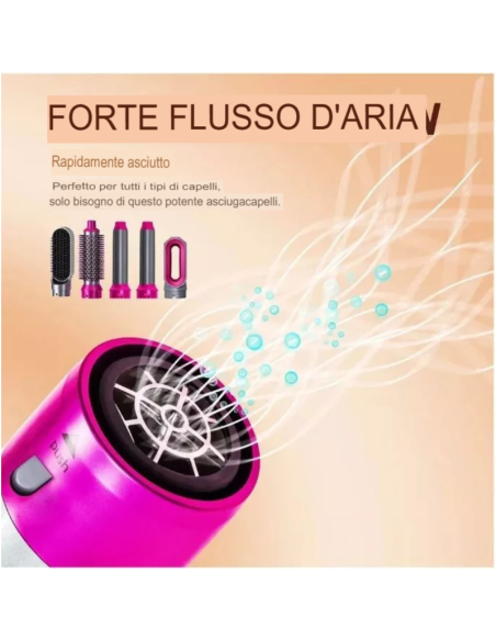 Spazzola Asciugacapelli 5in1 con 5 accessori , cofanetto incluso