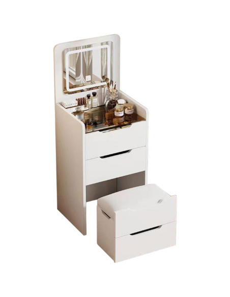 Postazione da trucco Compatto 3 in 1 con Sgabello Nascosto Make Up Vanity E Scrivania Combinata per Piccoli Spazi