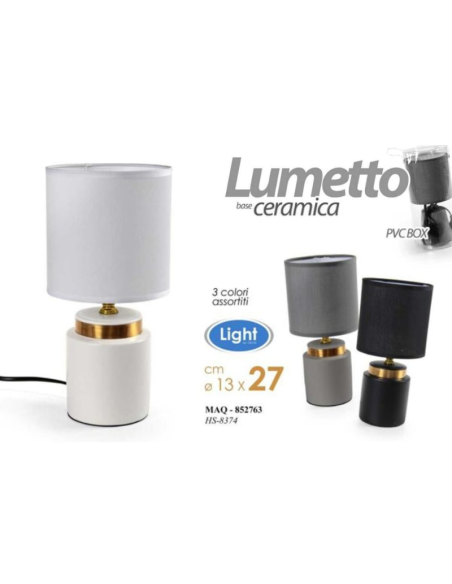 Lumetto con base in ceramica 27cm, 3 colori assortiti