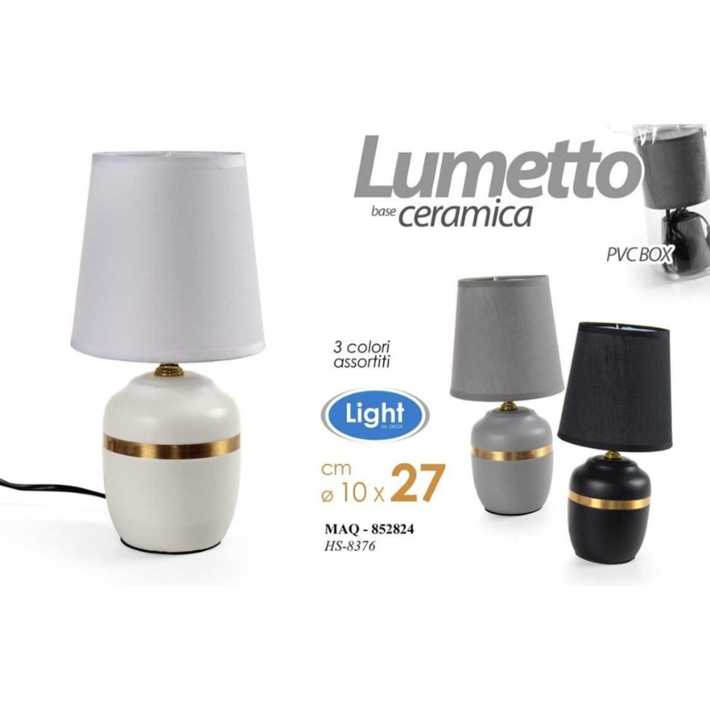 Lumetto base in ceramica 27cm, 3 colori assortiti