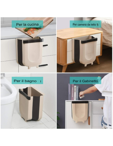 Pattumiera da Appendere Pattumiera da Appoggio Multifunzionale Impermeabile Pieghevole per Cucina Domestica Bagno