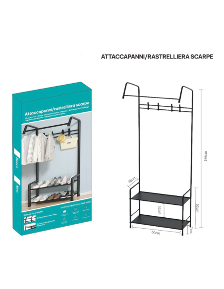 Attaccapanni - Rastrelliera scarpe 166x60cm