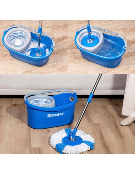KLEANER SPIN Lavapavimenti Rotante Spin Mop Doppia rotazione centrifuga, Modalità mani Libere