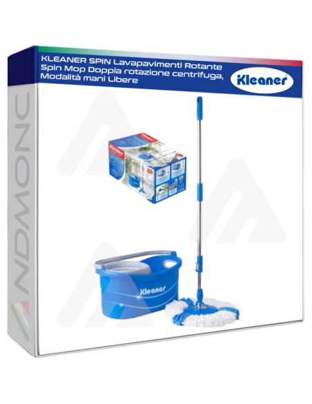 KLEANER SPIN Lavapavimenti Rotante Spin Mop Doppia rotazione centrifuga, Modalità mani Libere