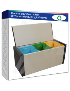 Panca per Raccolta Differenziata, Grigio/Nero