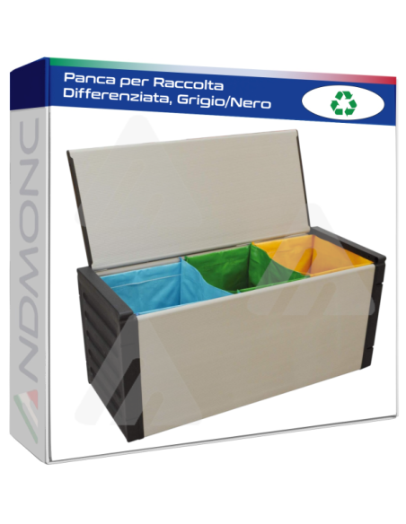 Panca per Raccolta Differenziata, Grigio/Nero