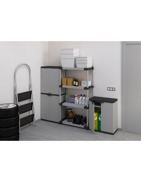 Armadietto per Raccolta differenziata in resina di PVC e PP, 2 Ante, 1 Ripiano, Facile da Montare