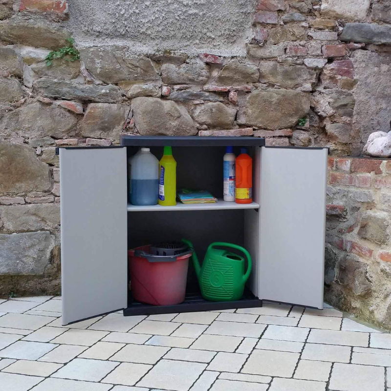 Armadio Basso, colore grigio, 2 Ante