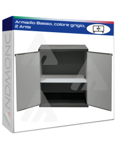 Armadio Basso, colore grigio, 2 Ante