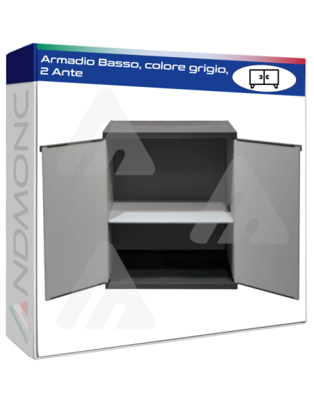Armadio Basso, colore grigio, 2 Ante