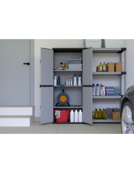 Armadio Alto a 2 Ante per Interno/Esterno con Ripiani Regolabili in altezza