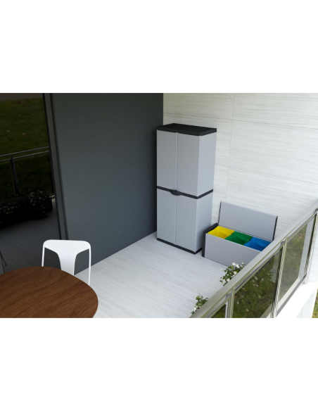 Armadio Alto a 2 Ante per Interno/Esterno con Ripiani Regolabili in altezza