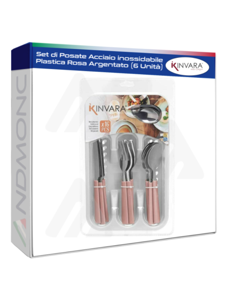 Set di Posate Acciaio inossidabile Plastica Rosa Argentato (6 Unità)