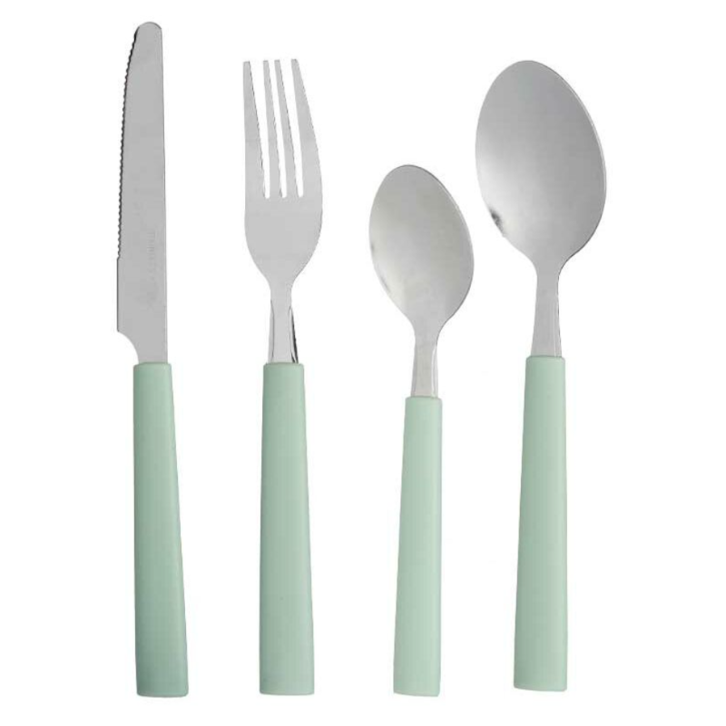 Set di Posate Verde Argentato Acciaio...