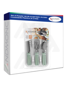 Set di Posate Verde Argentato Acciaio inossidabile...