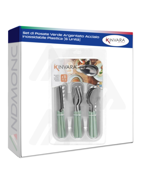 Set di Posate Verde Argentato Acciaio inossidabile Plastica (6 Unità)