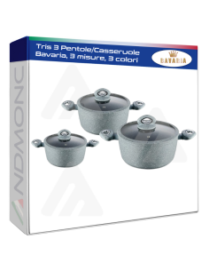 Tris Pentole Bavaria, casseruole, 3 misure, 3 colori